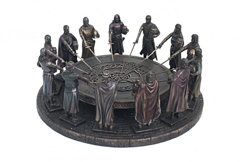 Knights of the Round Table Statue, Bronze Resin, 28x12cm, King Arthur Decor