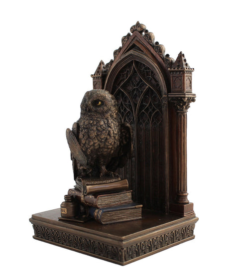 Bronze Wise Owl Statue, Hand-Finished Resin Decor, 24cm, Made in Italy