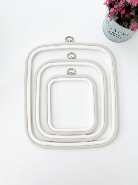 Square Flexible Embroidery Hoop 23 x 25 cm, White Plastic Cross Stitch Frame by Nurge