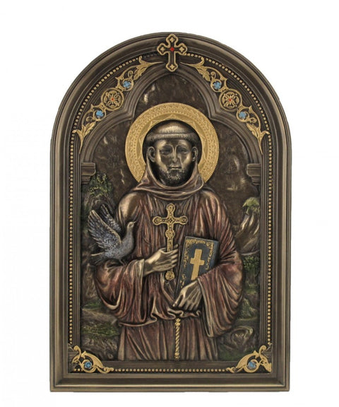 St. Francis of Assisi Statue, Stand/Wall Hanging, Made in Italy, 15x23 cm