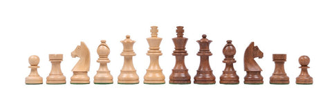 Classic Weighted Acacia Wood Chess Pieces, Handcrafted, 3" King, Italy