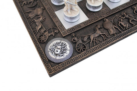 Greek Mythology Chess Set, Hand-Painted Resin with Unique Board, Made in Italy