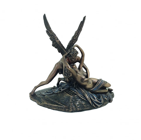 Cupid and Psyche Sculpture by Canova, Bronze Resin, Small, Made in Italy