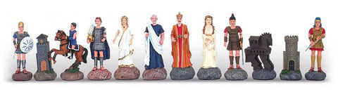 Trojan War Pewter Chess Pieces, Hand-Painted, Made in Italy, 7.5cm King
