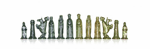 Medieval Metal Chess Pieces, Gold & Silver Plated, 6cm King, Italy