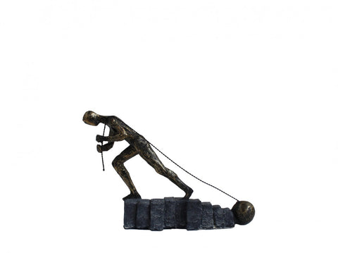 Never Give Up Bronze Resin Sculpture, Inspirational Italian Figurine, 24x5x17cm
