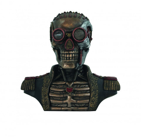 Steampunk Skeleton General Statue, Bronze Resin, Hidden Compartment, 18cm Decor