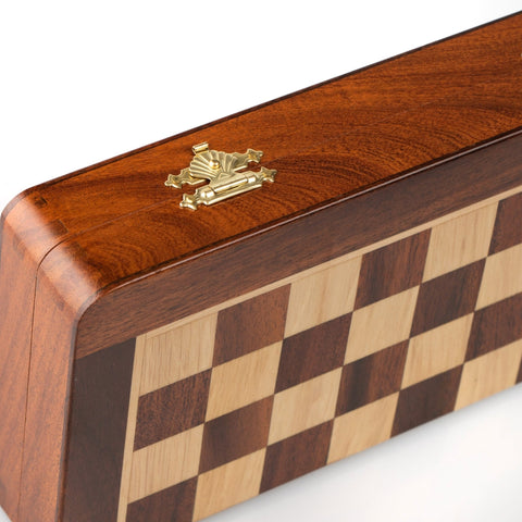 Magnetic Wooden Chess Set with Box & Checkers, 25cm Board, 5cm King Handmade in Italy