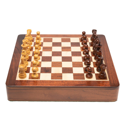 25X25CM LARGE MAGNETIC WOODEN CHESS SET WITH DRAWER - Hobby.lt 🇬🇧