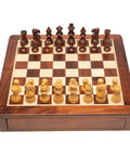 25X25CM LARGE MAGNETIC WOODEN CHESS SET WITH DRAWER - Hobby.lt 🇬🇧