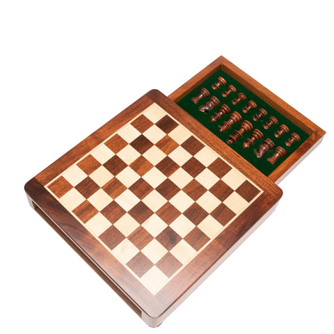 25X25CM LARGE MAGNETIC WOODEN CHESS SET WITH DRAWER - Hobby.lt 🇬🇧