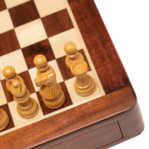 25X25CM LARGE MAGNETIC WOODEN CHESS SET WITH DRAWER - Hobby.lt 🇬🇧