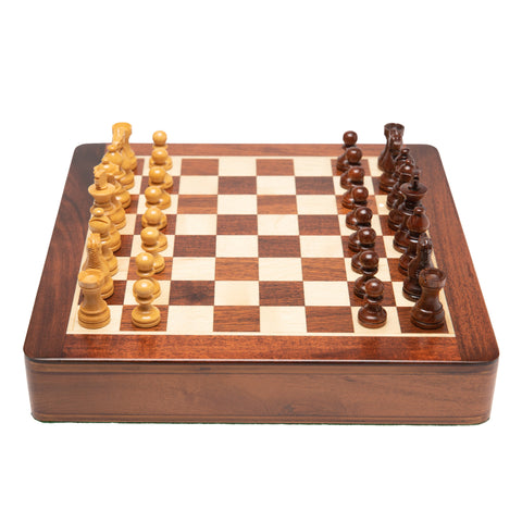 25X25CM LARGE MAGNETIC WOODEN CHESS SET WITH DRAWER