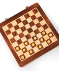 25X25CM LARGER MAGNETIC WOODEN FOLDING CHESS SET + CHECKER SET - Hobby.lt 🇬🇧