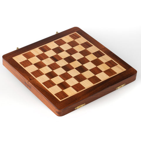 25X25CM LARGER MAGNETIC WOODEN FOLDING CHESS SET + CHECKER SET