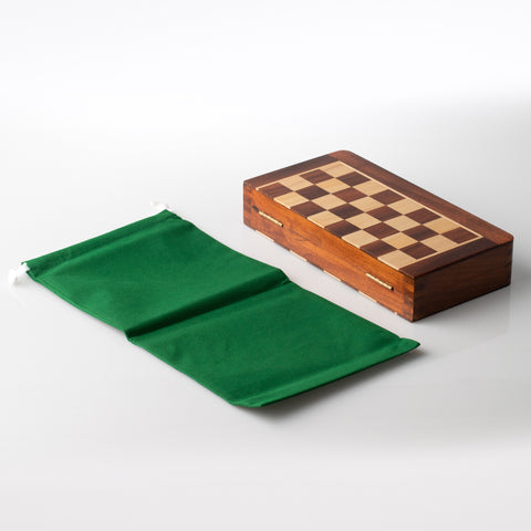 25X25CM LARGER MAGNETIC WOODEN FOLDING CHESS SET + CHECKER SET