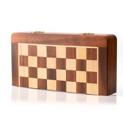 25X25CM LARGER MAGNETIC WOODEN FOLDING CHESS SET + CHECKER SET