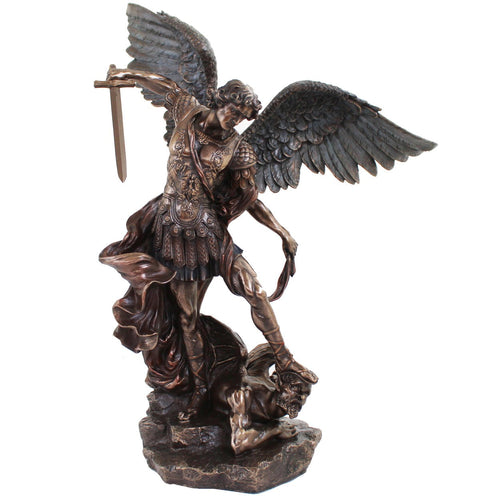 St. Michael the Archangel Statue 75cm Bronze Resin, Made in Italy Catholic Gift