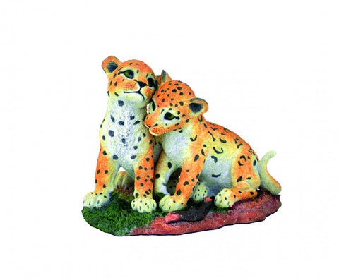 Hand-Painted Leopard Pair Resin Figurine, Italian Home Decor, 20x16x17 cm