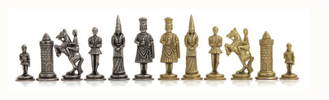Camelot Metal Chess Pieces Set, Gold & Silver Plated, Handmade in Italy