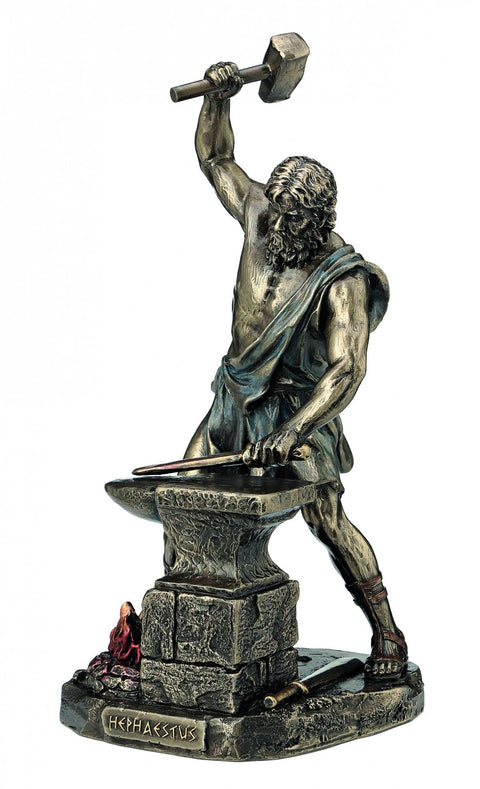 Hephaestus Greek God Statue, 22cm Bronze Resin Mythology Decor, Made in Italy