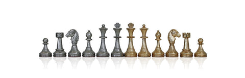 Classic Metal Chess Pieces Set, Gold & Silver Plated, Italy, 4.8cm King