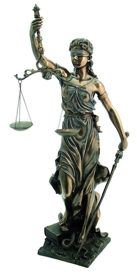 Blindfolded Lady Justice Statue 72cm Bronze Resin, Extra Large Lawyer Gift