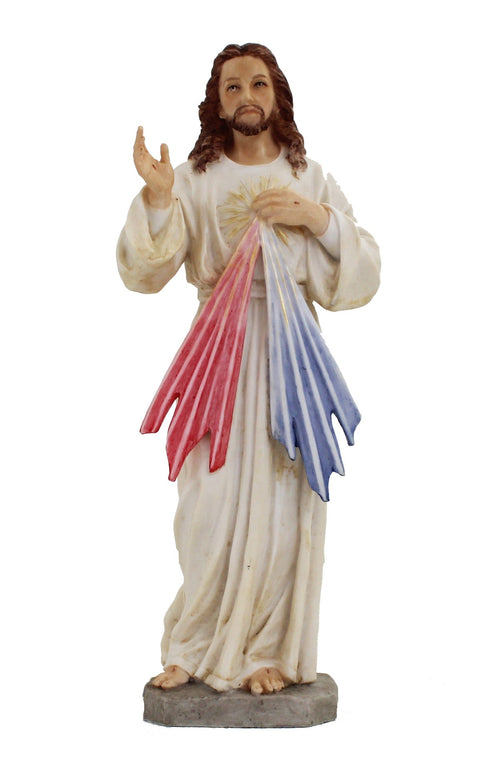 Catholic Divine Mercy Jesus Statue 21cm – Hand-Painted Resin, Made in Italy