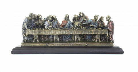 Last Supper Statue by Leonardo da Vinci, Bronze Resin, 25x8x10cm, Made in Italy