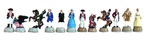 American Revolution Chess Pieces, Hand-Painted Pewter, 3" King, Made in Italy