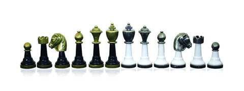 Handmade Metal & Wood Chess Set with Storage Drawer, 32cm Board, Made in Italy