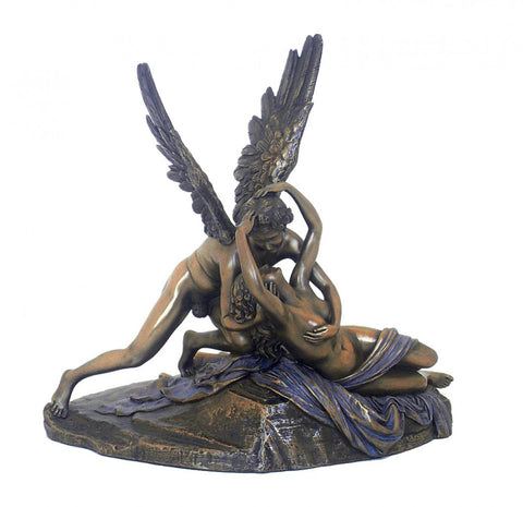 Cupid and Psyche Statue by Canova, Large Bronze Resin, 30x16x27cm, Made in Italy
