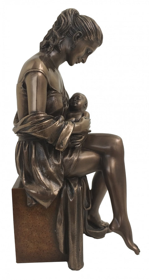 Mother and Son Bronze Resin Sculpture 24cm, Italian Made Gift