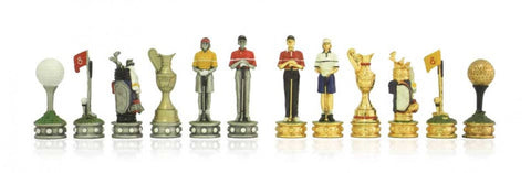 Hand-Painted Tin Chess Pieces Set GOLFAS, Made in Italy, King 8cm