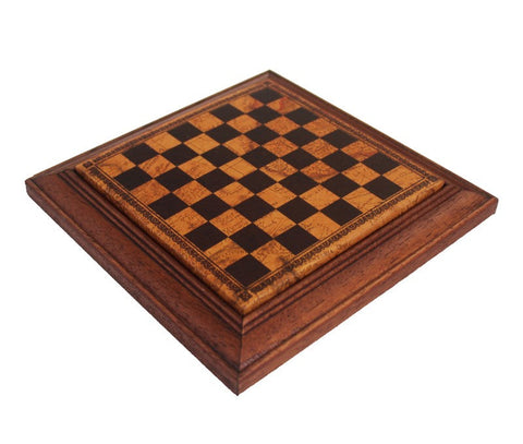 Gold & Silver Plated Metal Chess Set, Leather Board with Drawer, Made in Italy