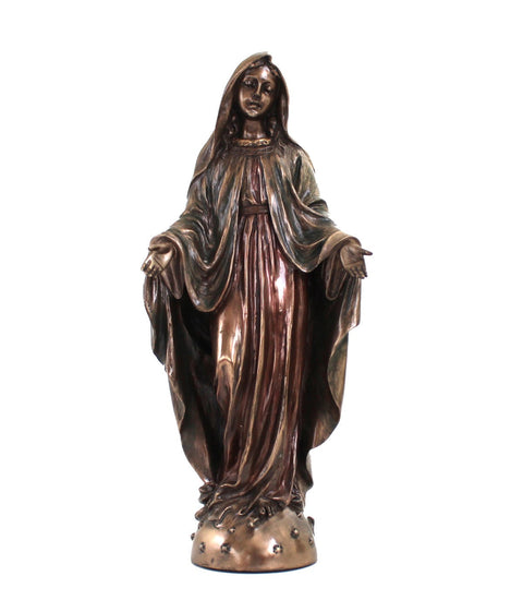 Our Lady of Grace Statue, 20cm Resin Bronze, Catholic Home Decor Made in Italy