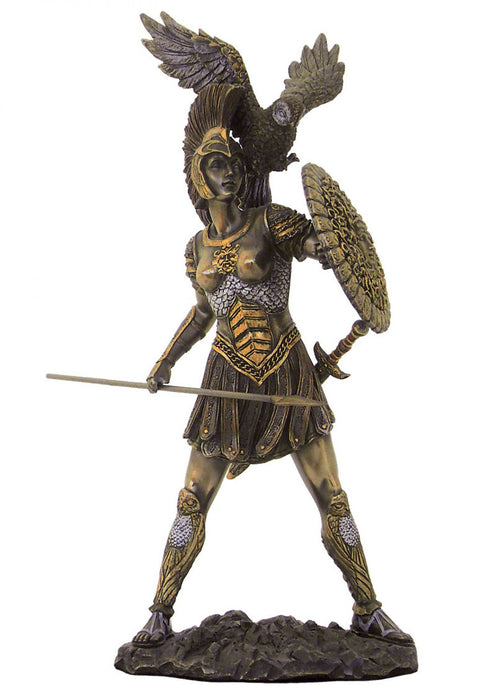 Athena Goddess Statue 31cm – Bronze Resin Greek Mythology Home Decor Gift