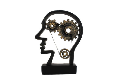 Bronze Finish Resin Mind Mechanism Sculpture, 16x5x21cm Italian Gift