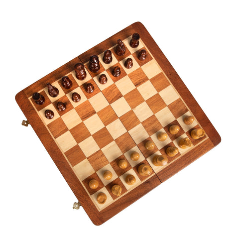 30X30CM MEDIUM SIZE CLASSIC MAGNETIC WOODEN FOLDING CHESS SET - Hobby.lt 🇬🇧