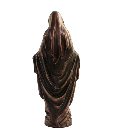 Our Lady of Grace Statue, 20cm Resin Bronze, Catholic Home Decor Made in Italy