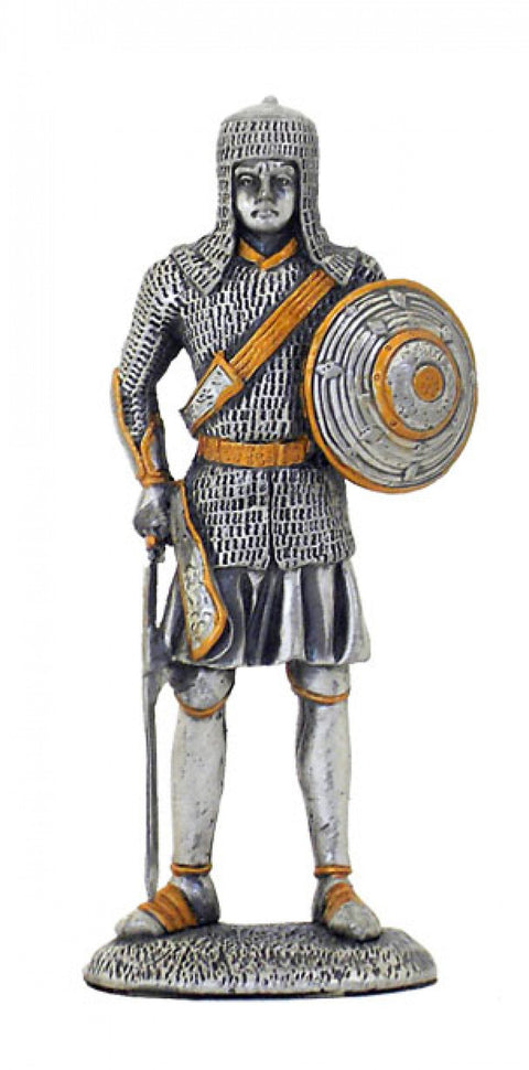 Hand-Painted Tin Soldier Figurine, Medieval Knight with Shield, 10cm, Italy