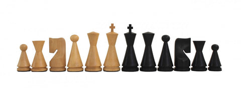Wooden Chess Set with Real Leather Board, Handmade in Italy, 44cm