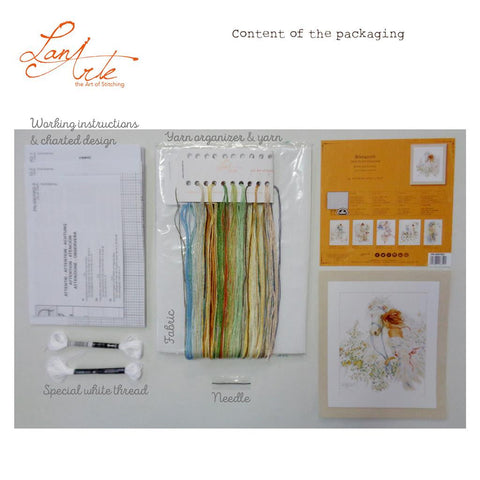 Horse Cross Stitch Kit with DMC Threads, Lanarte 27 Count 100% Cotton Fabric, Embroidery Pattern and Needle