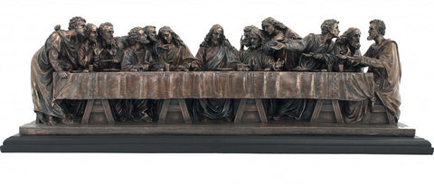 Large Last Supper Statue Bronze Resin Leonardo da Vinci, Made in Italy