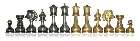 Persian Brass Chess Pieces Gold & Silver Plated, Handmade in Italy, 8.6cm King