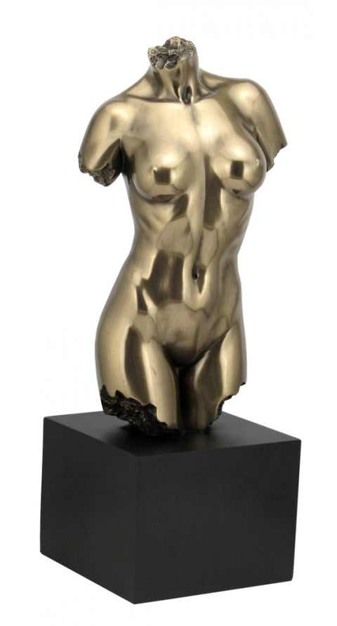 Bronze Resin Female Torso Sculpture, Greek Roman Bust, 28cm, Made in Italy