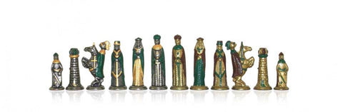 Medieval Metal Chess Pieces Set, Hand-Painted, Made in Italy, 6cm King