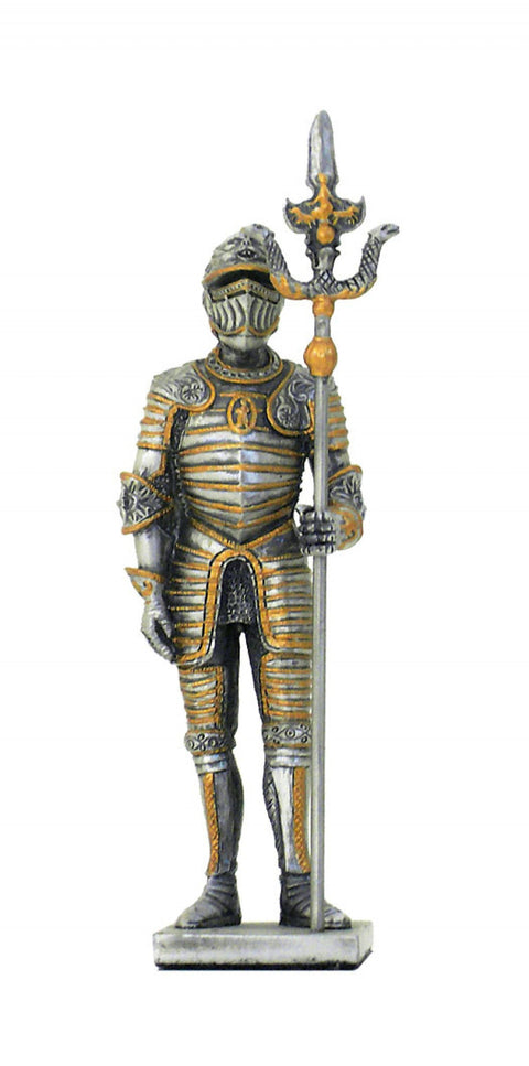 Italian Pewter Medieval Knight Figurine, Hand-Painted Armor, 12cm