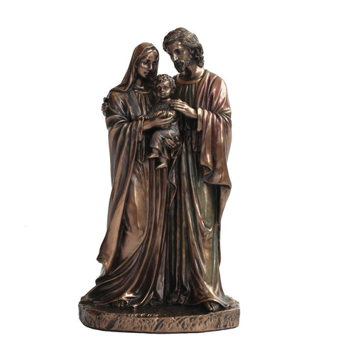 Holy Family Statue 16cm – Bronze Resin, Handcrafted, Catholic Gift Italy