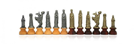 Medieval Chess Pieces Set, Metal & Wood, Handcrafted, Made in Italy, 8.1cm King